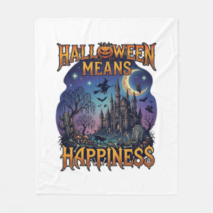 Halloween bedeutet Glück Gespensterschloss Hexe Mu Fleecedecke