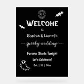 Halloween-Begrüßung in Schwarz und Weiß Acrylschild (Vorderseite)