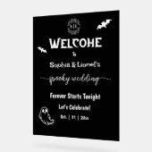 Halloween-Begrüßung in Schwarz und Weiß Acrylschild (Winkel)