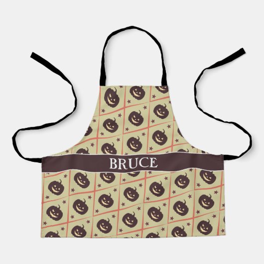 Halloween Beige Gray Minimal Muster Schürze (Vorderseite)