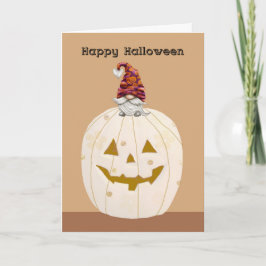 Halloween Beige Pumpkin mit Gnome Karte