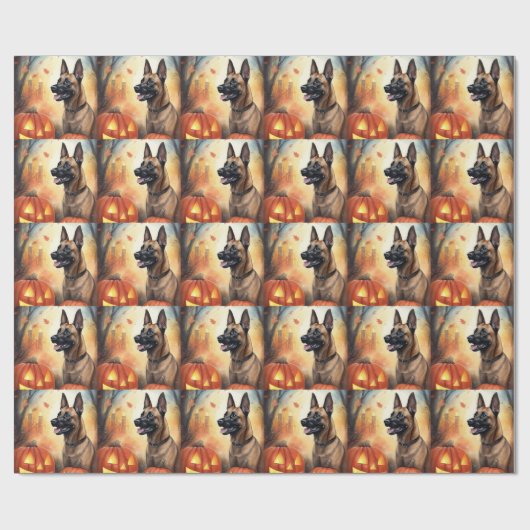 Halloween Belgisch Malinoi mit Pumpkins Beängstige Geschenkpapier (Flach)