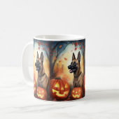 Halloween Belgisch Malinoi mit Pumpkins Beängstige Kaffeetasse (Vorderseite Links)