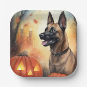 Halloween Belgisch Malinoi mit Pumpkins Beängstige Pappteller (Vorderseite)