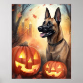 Halloween Belgisch Malinoi mit Pumpkins Beängstige Poster (Vorne)