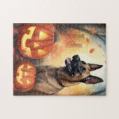 Halloween Belgisch Malinoi mit Pumpkins Beängstige Puzzle (Horizontal)