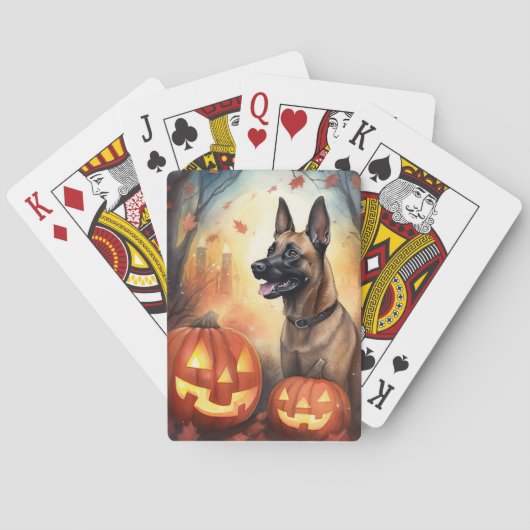 Halloween Belgisch Malinoi mit Pumpkins Beängstige Spielkarten (Rückseite)