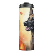 Halloween Belgisch Malinoi mit Pumpkins Beängstige Thermosbecher (Vorderseite)