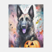 Halloween belgischer Schäferhund mit Pumpkins Beän Fleecedecke (Vorderseite)