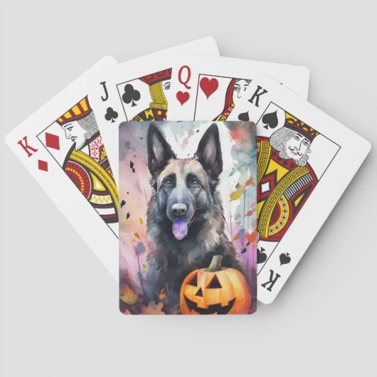 Halloween belgischer Schäferhund mit Pumpkins Beän Spielkarten (Rückseite)