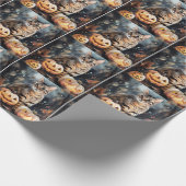 Halloween Bengalische Katze mit Pumpkins Beängstig Geschenkpapier (Ecke)