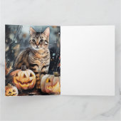 Halloween Bengalische Katze mit Pumpkins Beängstig Karte (Innenseite)