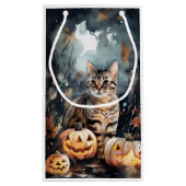 Halloween Bengalische Katze mit Pumpkins Beängstig Kleine Geschenktüte (Rückseite)