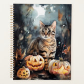 Halloween Bengalische Katze mit Pumpkins Beängstig Planer (Vorderseite)