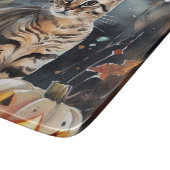Halloween Bengalische Katze mit Pumpkins Beängstig Schneidebrett (Ecke)