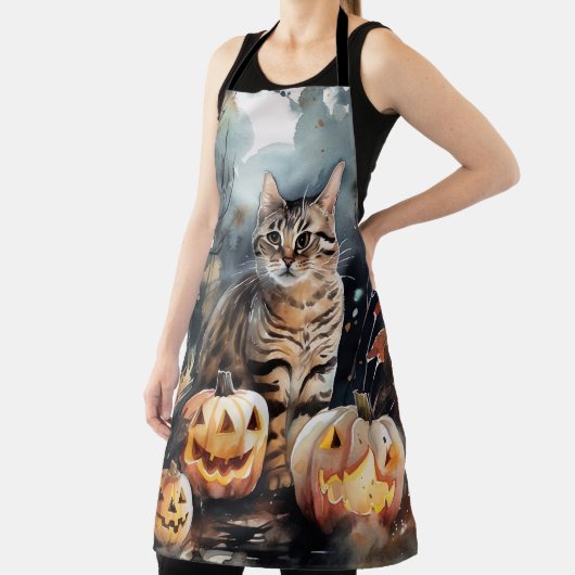 Halloween Bengalische Katze mit Pumpkins Beängstig Schürze (InSitu)
