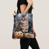Halloween Bengalische Katze mit Pumpkins Beängstig Tasche (Von Nahem)