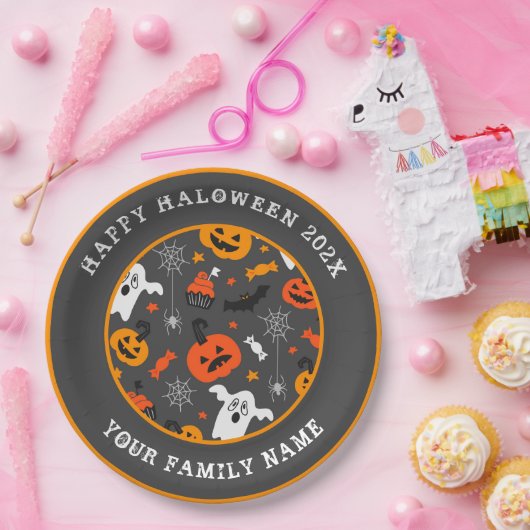 Halloween-Benutzerdefinierter Text Pappteller (Party)