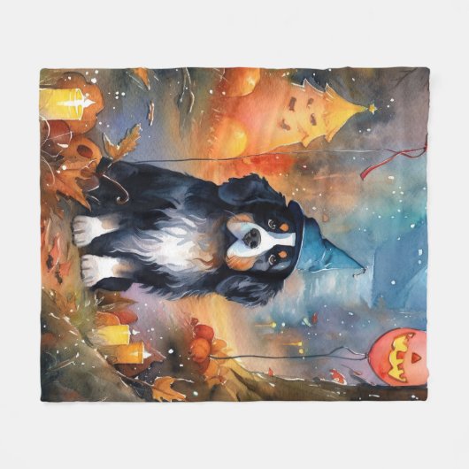 Halloween Berg mit Kürpen Beängstigend Fleecedecke (Vorderseite (Horizontal))