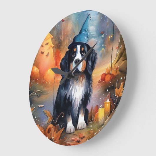 Halloween Berg mit Kürpen Beängstigend Große Wanduhr (Winkel)