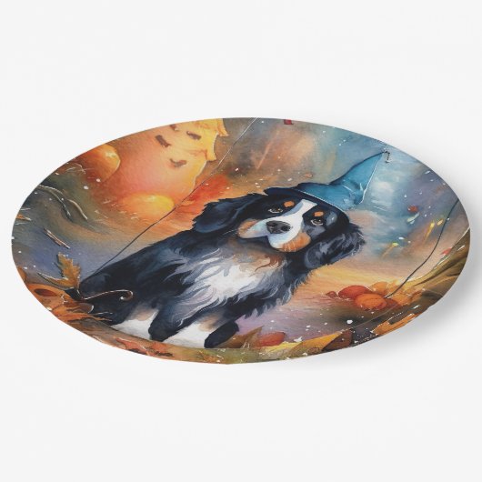 Halloween Berg mit Kürpen Beängstigend Pappteller (Schrägansicht)