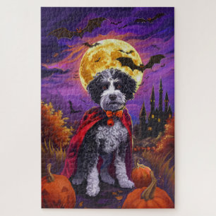 Halloween Bernedoodle Dog Pumpkins Beängstigend Puzzle