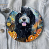 Halloween Bernedoodle mit Pumpkins Beängstigend Button (Beispiel)