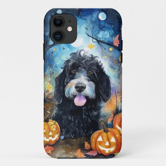 Halloween Bernedoodle mit Pumpkins Beängstigend Case-Mate iPhone Hülle (Rückseite)