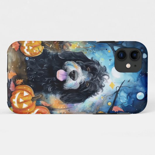 Halloween Bernedoodle mit Pumpkins Beängstigend Case-Mate iPhone Hülle (Rückseite (Horizontal))