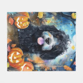 Halloween Bernedoodle mit Pumpkins Beängstigend Fleecedecke (Vorderseite (Horizontal))