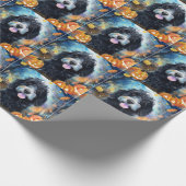 Halloween Bernedoodle mit Pumpkins Beängstigend Geschenkpapier (Ecke)