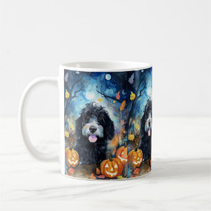 Halloween Bernedoodle mit Pumpkins Beängstigend Kaffeetasse
