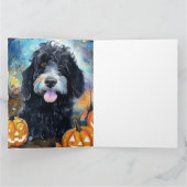 Halloween Bernedoodle mit Pumpkins Beängstigend Karte (Innenseite)