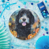 Halloween Bernedoodle mit Pumpkins Beängstigend Pappteller (Party)