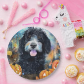 Halloween Bernedoodle mit Pumpkins Beängstigend Pappteller (Party)