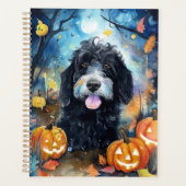 Halloween Bernedoodle mit Pumpkins Beängstigend Planer (Vorderseite)