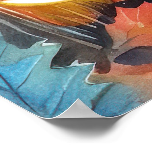 Halloween Bernedoodle mit Pumpkins Beängstigend Poster (Ecke)