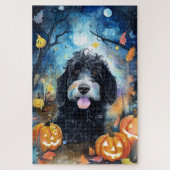 Halloween Bernedoodle mit Pumpkins Beängstigend Puzzle (Vertikal)