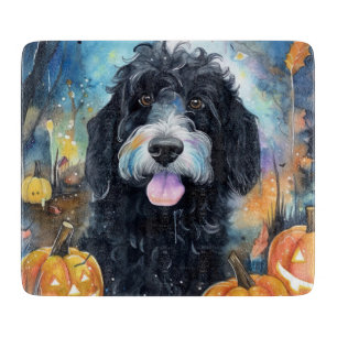 Halloween Bernedoodle mit Pumpkins Beängstigend Schneidebrett