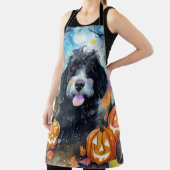 Halloween Bernedoodle mit Pumpkins Beängstigend Schürze (InSitu)
