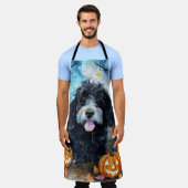 Halloween Bernedoodle mit Pumpkins Beängstigend Schürze (Getragen)