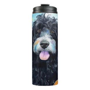 Halloween Bernedoodle mit Pumpkins Beängstigend Thermosbecher