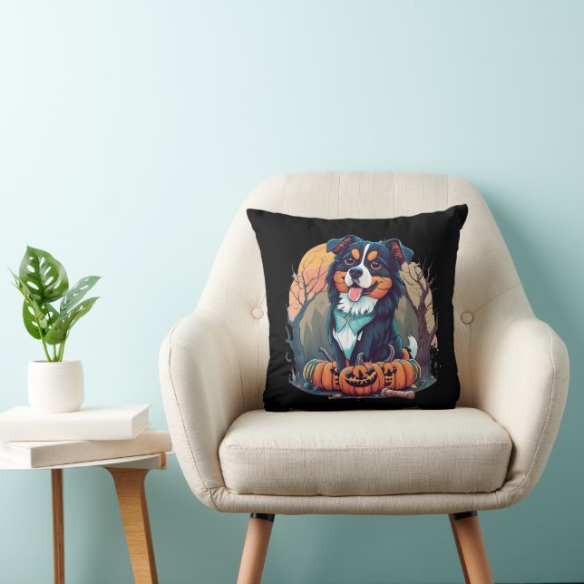 Halloween Berner Hund mit Pumpkin Kissen (Stuhl )
