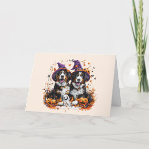 Halloween Berner Sennenhunde Hexe Geist Feiertagskarte
