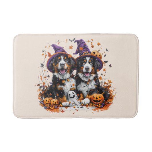 Halloween Bernese Mountain Hogs Hexenghost Badematte (Vorderseite)