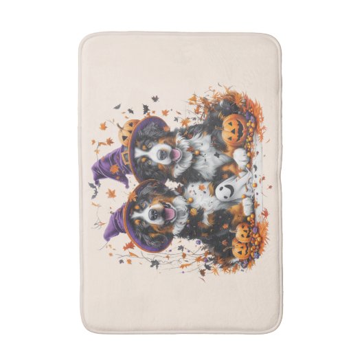 Halloween Bernese Mountain Hogs Hexenghost Badematte (Vorderseite Vertikal)