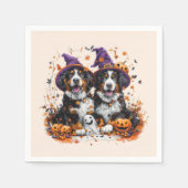 Halloween Bernese Mountain Hogs Hexenghost Serviette (Vorderseite)