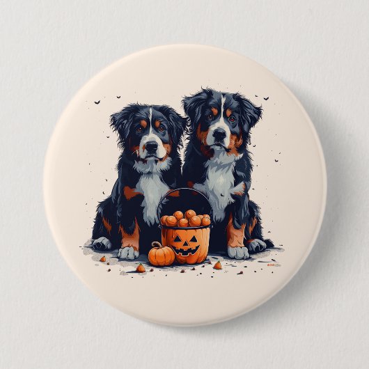 Halloween Bernese Mountain Hogs Pumpkin Button (Vorderseite)