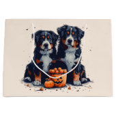 Halloween Bernese Mountain Hogs Pumpkin Große Geschenktüte (Vorderseite)
