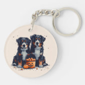 Halloween Bernese Mountain Hogs Pumpkin Schlüsselanhänger (Rückseite)